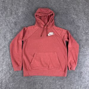 Nike Hoodie Womens XL Small Red White Swoosh Sweater Pullover Sweatshirt